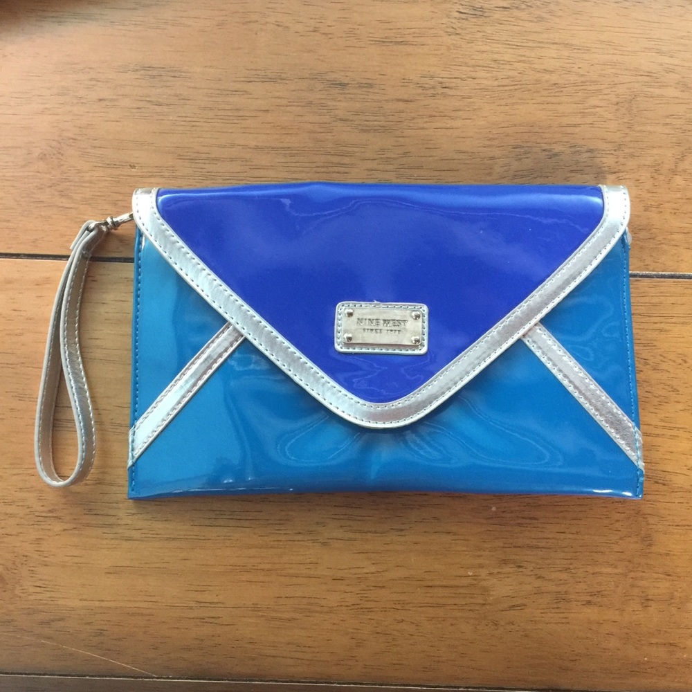 Nine West Envelope Clutch Blue Patton leather